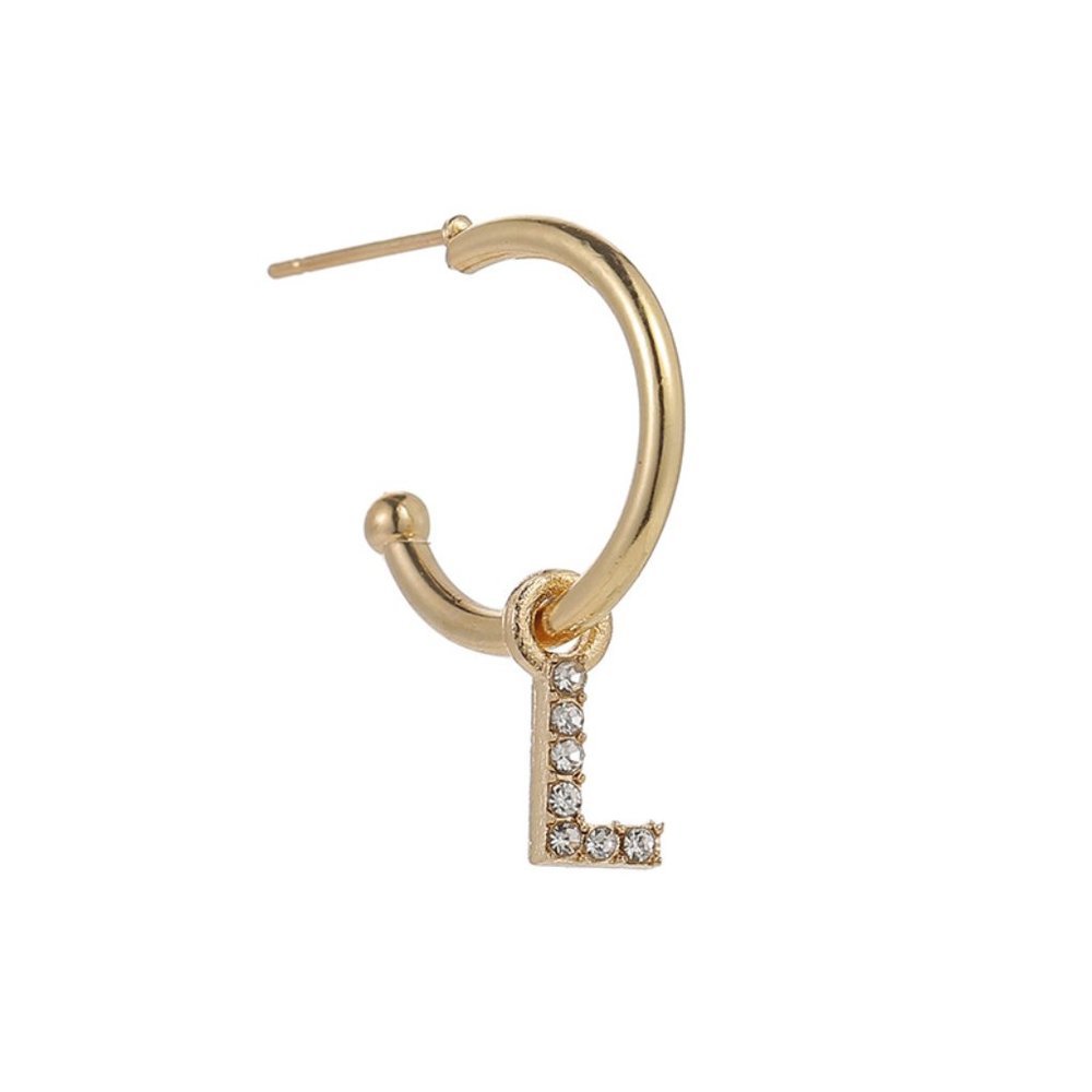 Gold Tone Alphabet Initial Earring Letter L 3 Pack